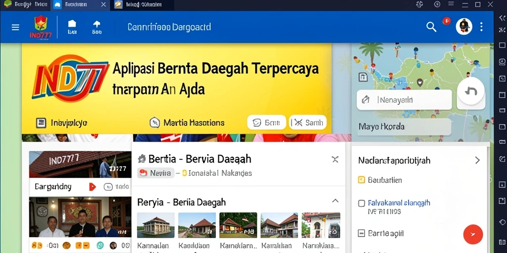 Tampilan antarmuka aplikasi IND777 untuk berita daerah.
