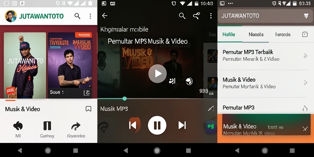 Antarmuka JUTAWANTOTO dengan fitur Pemutar MP3 yang menarik.
