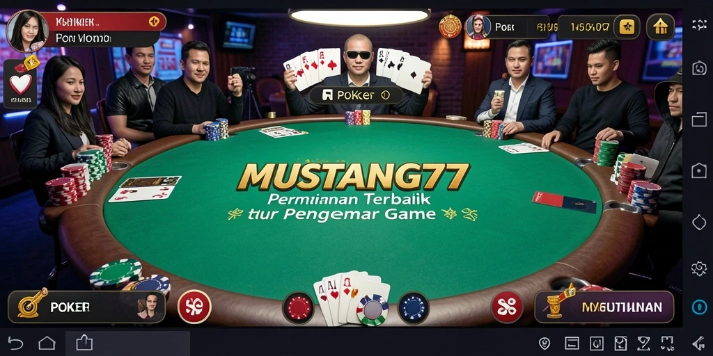 Tampilan antarmuka MUSTANG77 menampilkan permainan Poker yang menarik dan kompetitif.