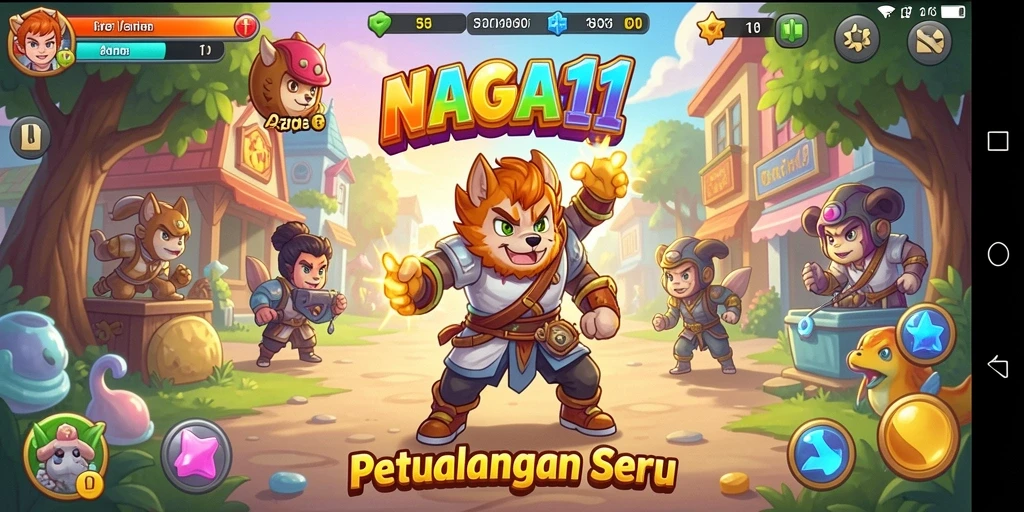 Tampilan antarmuka utama NAGA11 yang penuh warna dan interaktif.