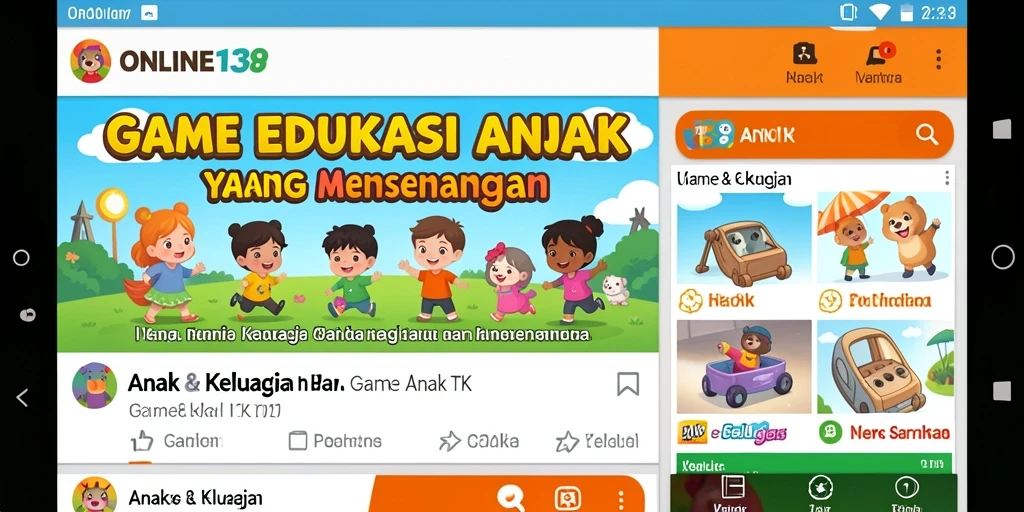 Tampilan antarmuka aplikasi edukatif yang menarik untuk anak-anak.