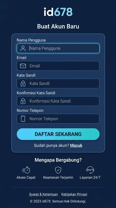 Tampilan halaman daftar id678